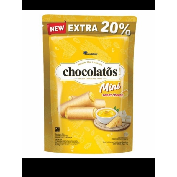 

chocolatos wafer roll keju 70+14gram