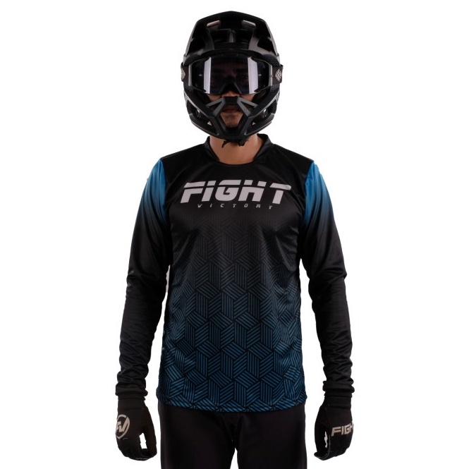 FightVictory Official Jersey Long slevee - JERSEY FV - BLUE BOX Jersey Sepeda Jersey Trail