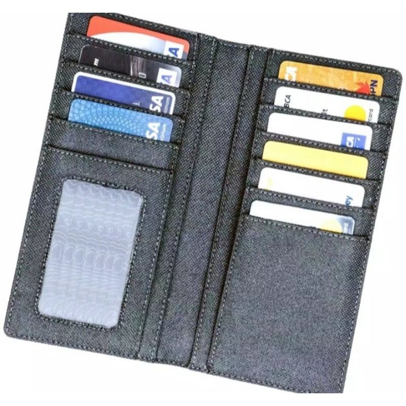 4.4 MEGA SHOPPING Dompet Panjang Pria Dompet Pria Bahan Kanvas Nilon Tebal CX77 Multicard + BOX
