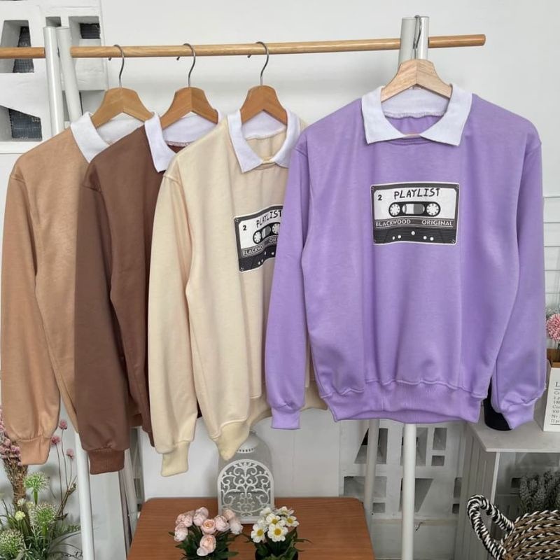 GSC - PLAYLIST SWEATER OVERSIZE WANITA KERAH