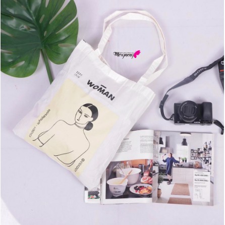 Woman  Tas Tote Bag Warna Putih