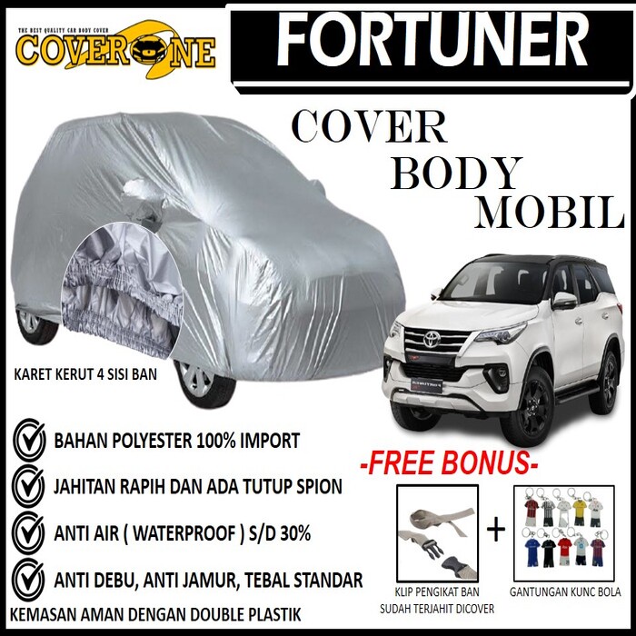 Selimut Sarung Body Cover Mobil Fortuner / Mantel Penutup Mobil Fortuner / Cover Mobil Outdoor Indoor / Selimut Mobil / Sarung Mobil / Cover Mobil Waterproof Anti Air Free Pengikat Ban