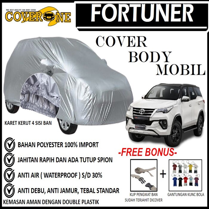 Selimut Sarung Body Cover Mobil Fortuner / Mantel Penutup Mobil Fortuner / Cover Mobil Outdoor Indoor / Selimut Mobil / Sarung Mobil / Cover Mobil Waterproof Anti Air Free Pengikat Ban