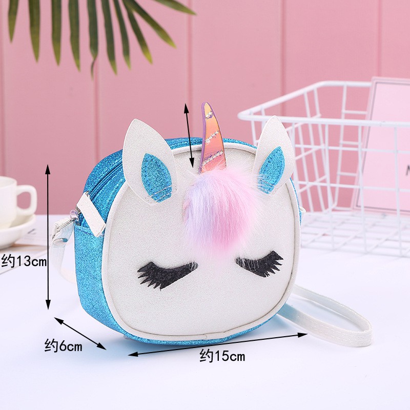 Tas selempang Glitter pom TU048 sling bag anak perempuan