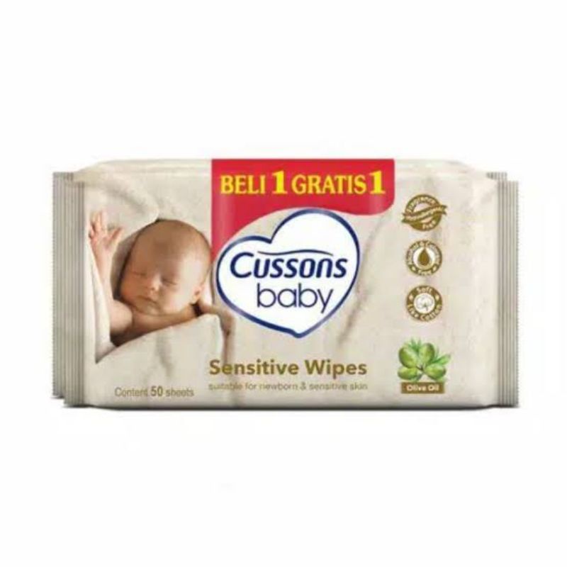 Cussons Baby Wipes 50s + 50s - Cussons Baby Wipe 50s Free 50s - Cusson Tissue Basah Bayi 50s+50S - Tissu Basah Bayi Dual Pack