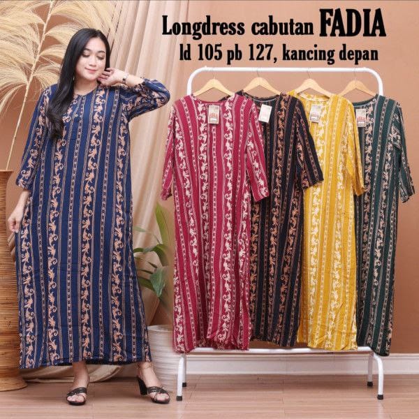 LONGDRESS CABUTAN CINCIN LENGAN PANJANG DASTER PANJANG KANCING DEPAN BUSUI DASTER ADEM MURAH GRIYA BATIK-LD FADIA