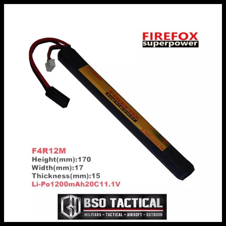 Batre Lilin Lipo Firefox 1200 Mah 11.1V 20C Rc Airsoft Battery Slim