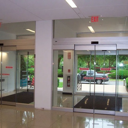 Kaca tempered pintu otomatis kantor clear (polos) 12mm Asahi