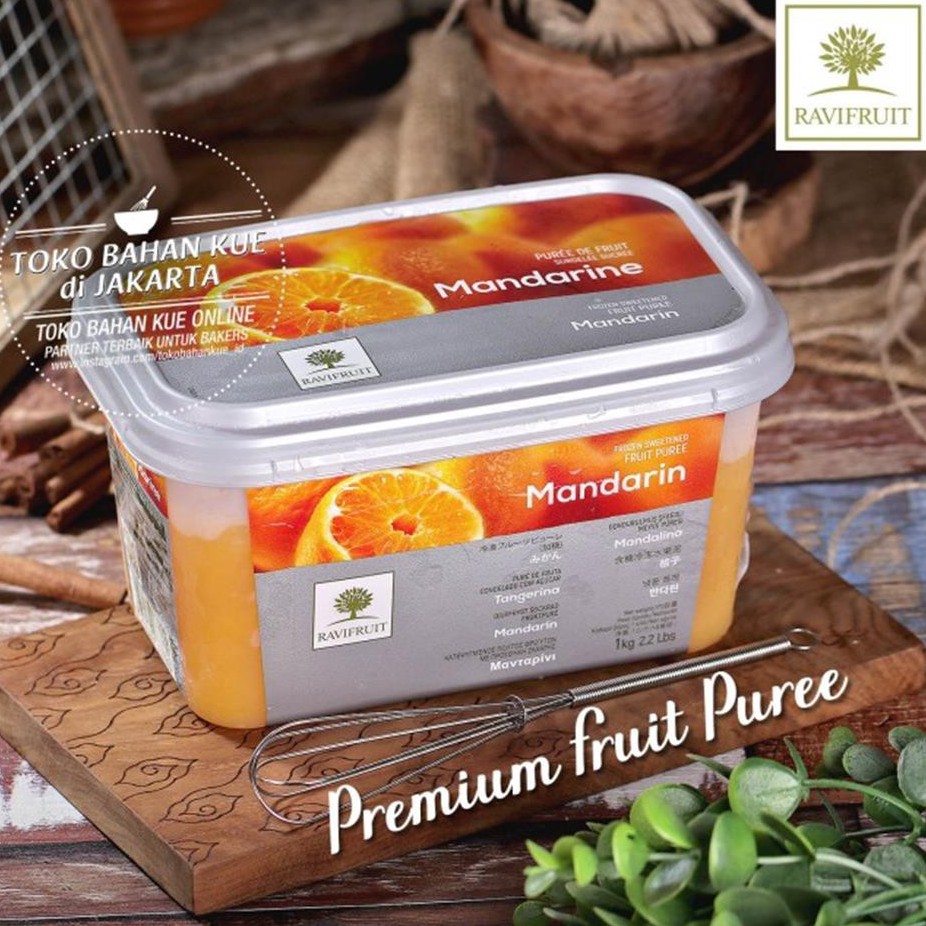 

Ravi Fruit PUREE Mandarin Orange 1kg Ravifruit Frozen Buah Jeruk Beku