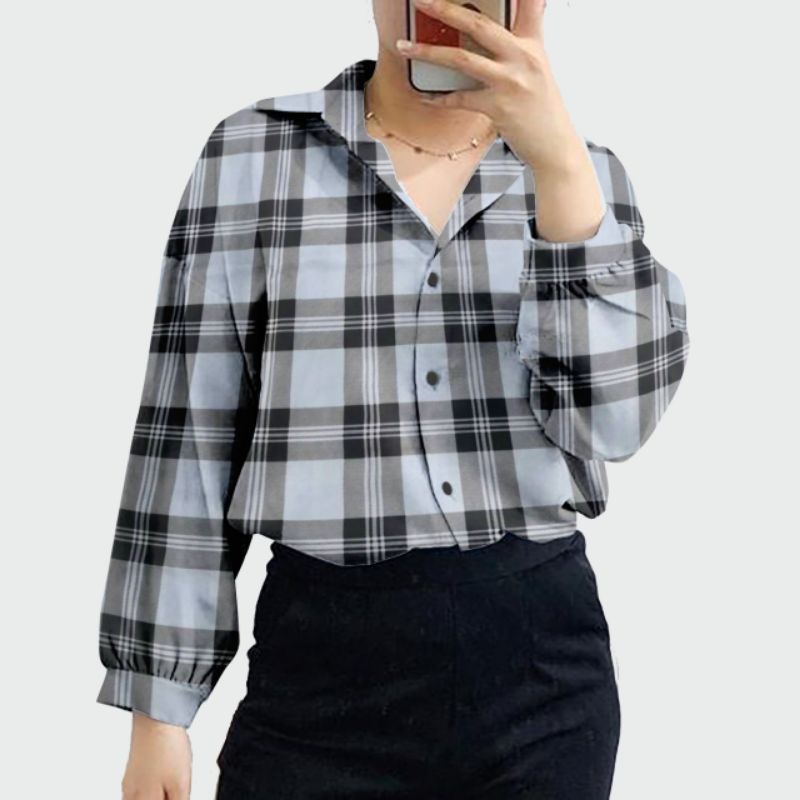 kemeja guilen jumbo ld 120 cm/kemeja wanita jumbo terbaru/atasan kemeja jumbo/kemeja jumbo viral-G jum ktk grey