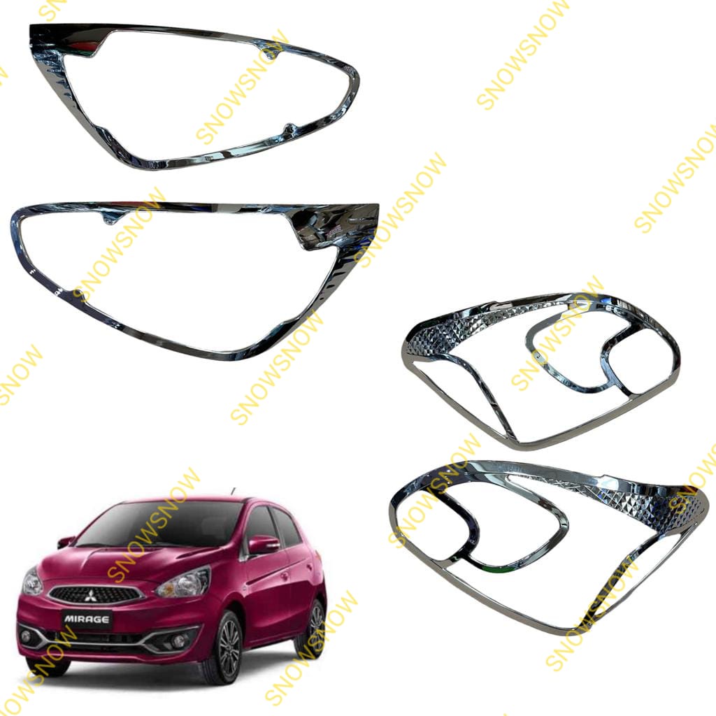 Paket Garnish Lampu Depan Belakang Mitsubishi Mirage Chrome