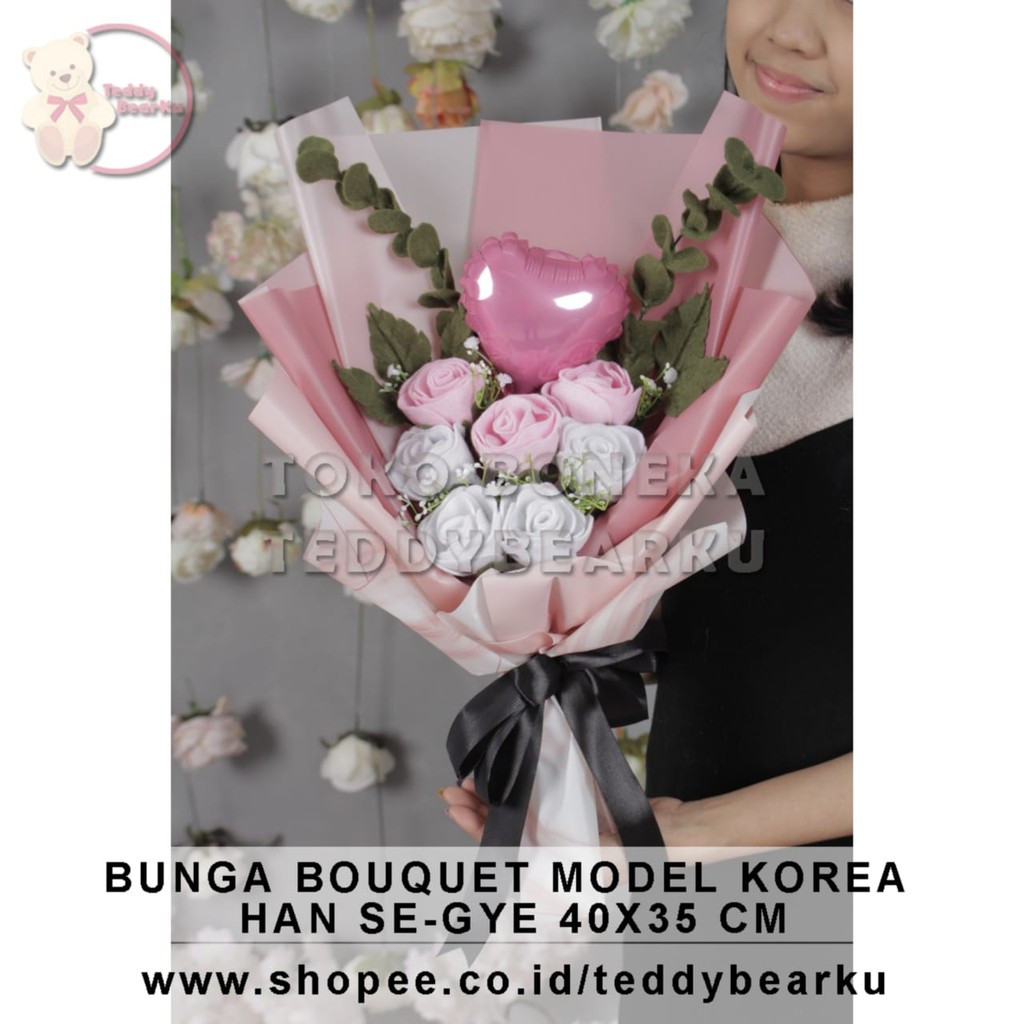 TERLARIS! BOUQUET BUKET BUNGA LOVE MODEL KOREA HAN SE-GYE KADO VALENTINE / ULTAH / WISUDA / PACAR