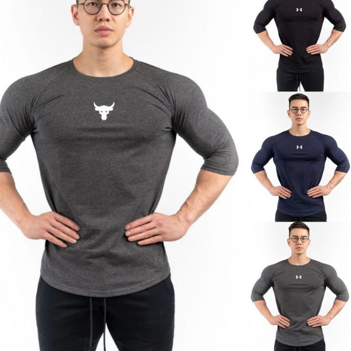 Telah Hadir.. KAOS OLAHRAGA PRIA LENGAN PANJANG 3/4 KAOS GYM FITNESS PRIA FASHION OLAHRAGA CASUAL PR