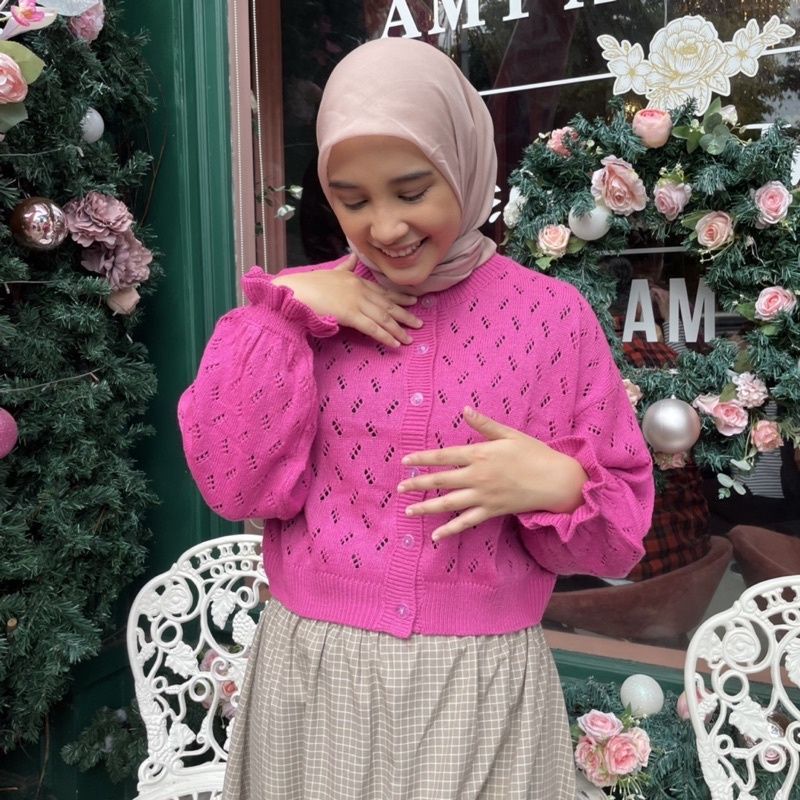 Poppy Kardigan Rajut / Cardigan Poppy Button Knit / Pakaian Wanita / Kardigan Wanita Rajut