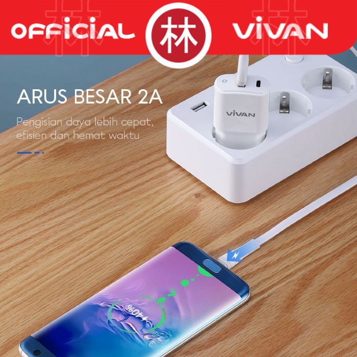 Vivan SM100S Data Cable Micro USB Fast Charging 2A Flat Design