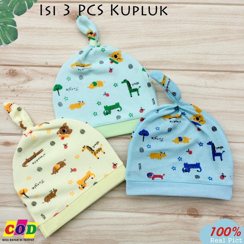 Ana Baby - 3 PCS Kupluk Bayi Newborn - Topi Bayi Baru Lahir Motif Karakter Lucu