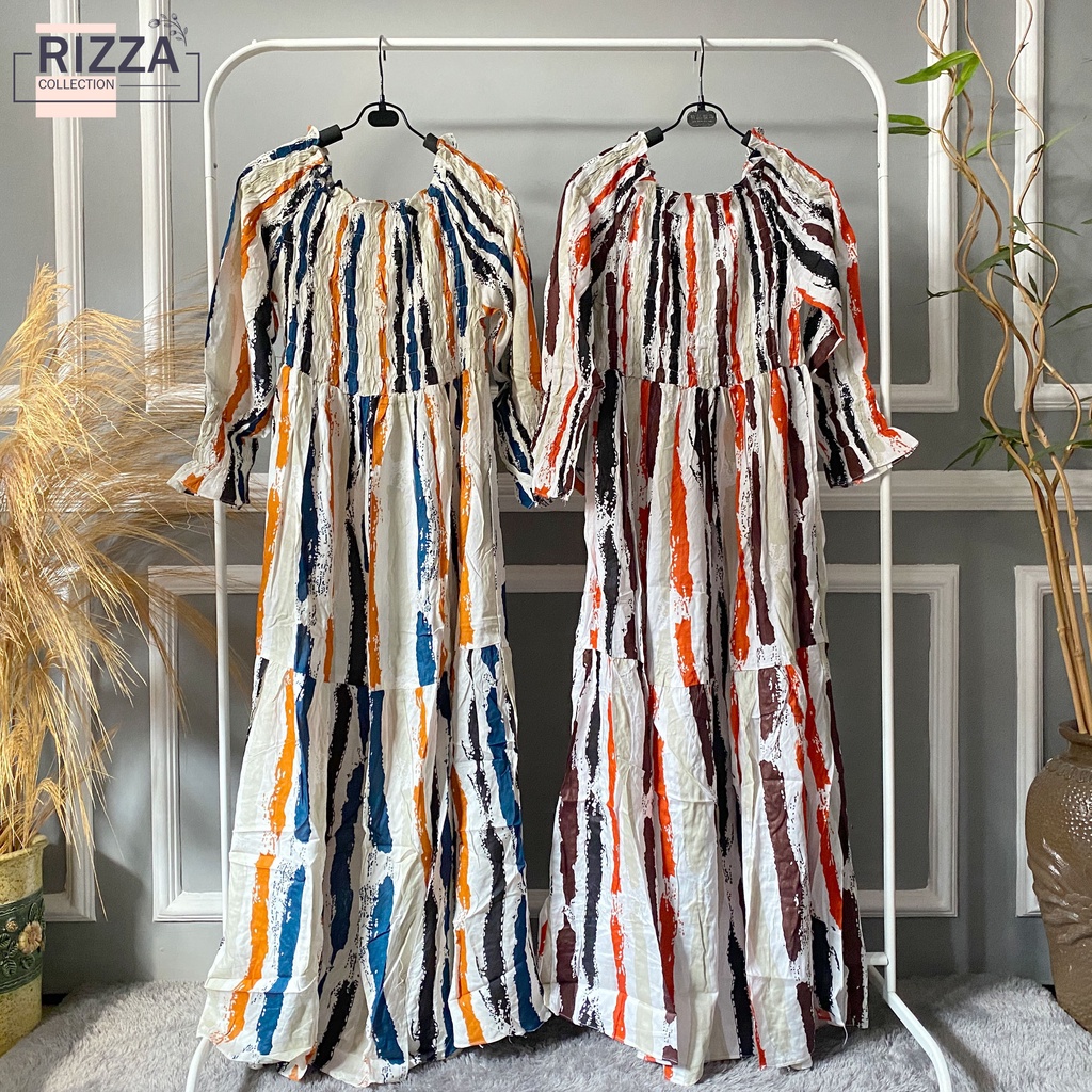 Maxi Rayon Smock / Bahan Kain Rayon Armor / Motif Salur