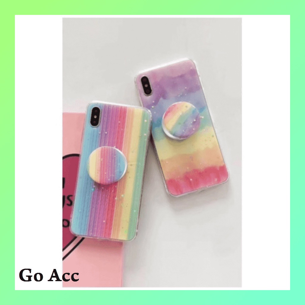 Silikon Pop socket Rainbow pelangi 6 6S 6+ 6S+ 7 8 SE 7+ 8+ X Xs Xr Xs 11 Pro FH07