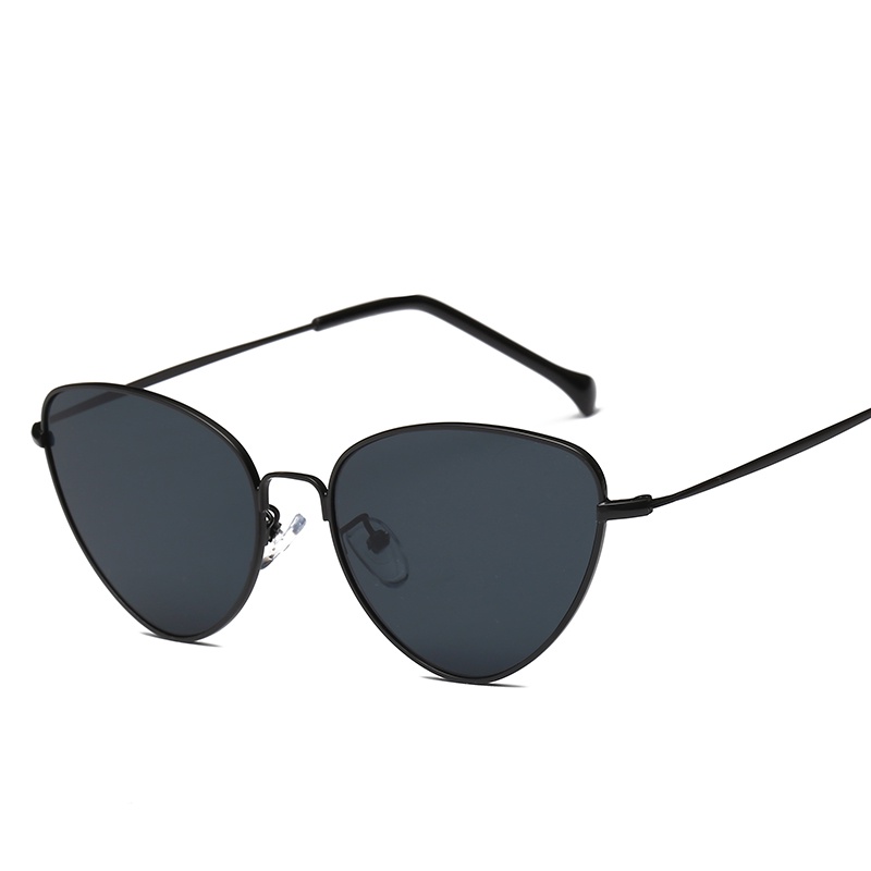 Kacamata Hitam Cat Eye Bahan Metal Gaya Retro untuk Wanita/Pantai -PD