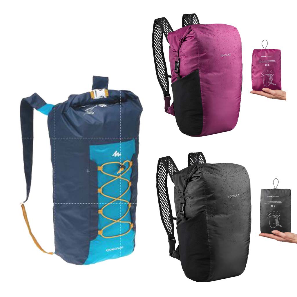 Ransel Tas Lipat 20L Quechua Tahan Air  Bisa di lipat Original Tas Punggung Waterproof