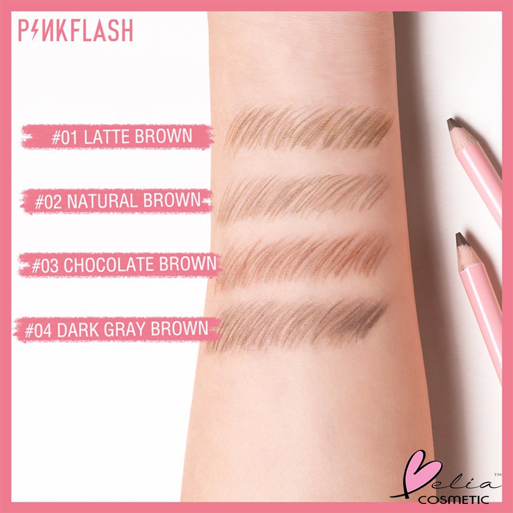 ❤ BELIA ❤ PINKFLASH Waterproof Easy Eyebrow Pencil | Pensil Alis | Pink Flash Waterproof BPOM PF-E02