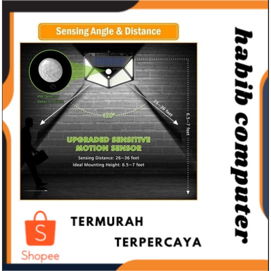 PENTAGON 100 LED Lampu Taman Dinding Motion Detector Solar Cell/lampu tembak/lampu led taman