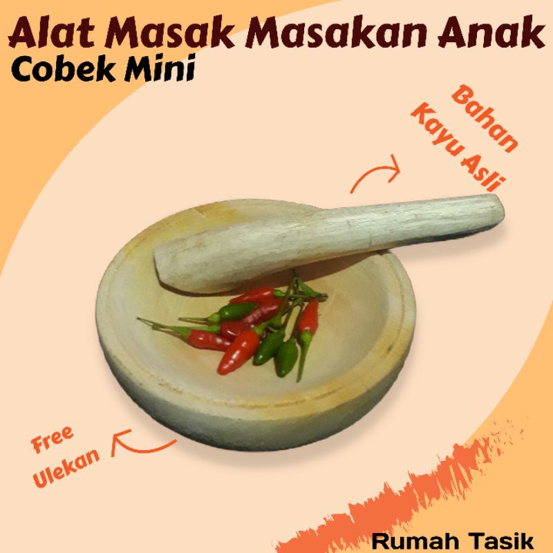 Cobek Mini Mainan Masak Masakan Anak Bahan Kayu Asli