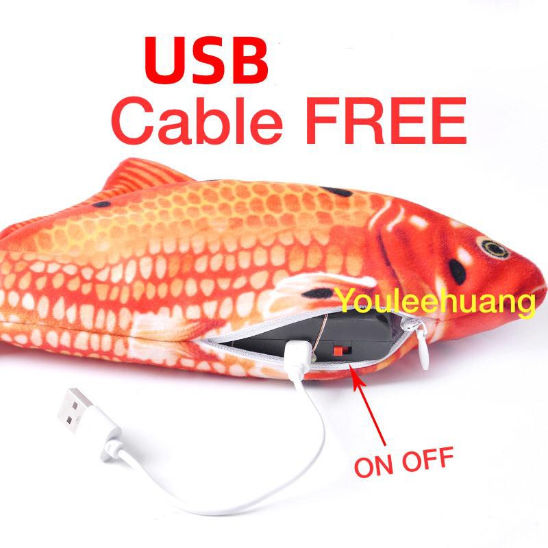 Ready NEMO VIDEO> FREE USB CABLE Mainan anak ikan hidup loncat tiktok tik tok kucing salmon elektrik