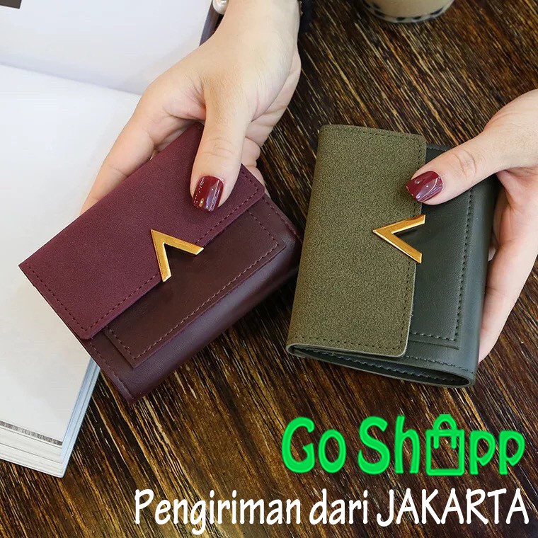 Dompet Lipat Wanita Kancing V - Dompet Kulit Wanita Import - Dompet Fashion Korea Import [PD06]