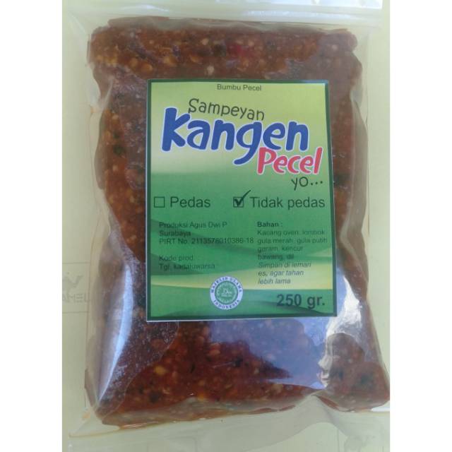 

KANGEN SAMBEL/BUMBU PECEL FRESH, TIDAK PEDAS 250 gr.