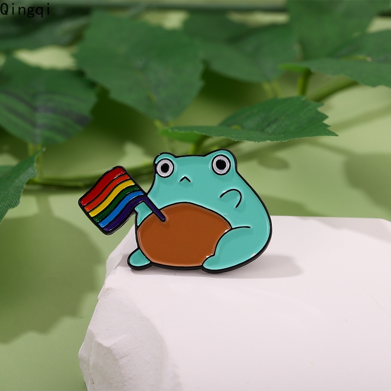 Bros Pin Enamel Desain Kartun Hewan Katak Pelangi Untuk Hadiah Teman