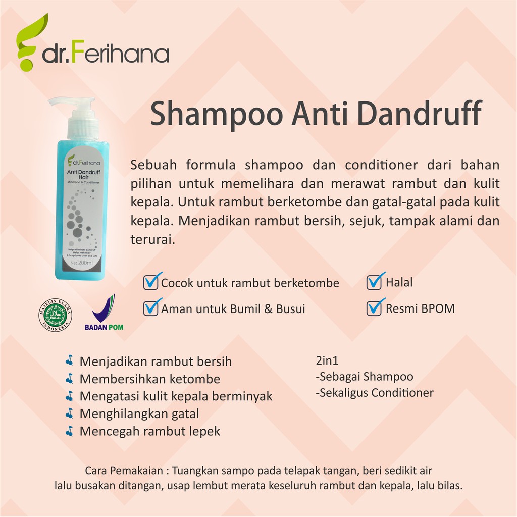 Dr. Ferihana Shampoo Anti Dandruff Menghilangkan Ketombe Memperkuat Akar Rambut Anti Lepek &amp; Gatal Hair Care Original BPOM