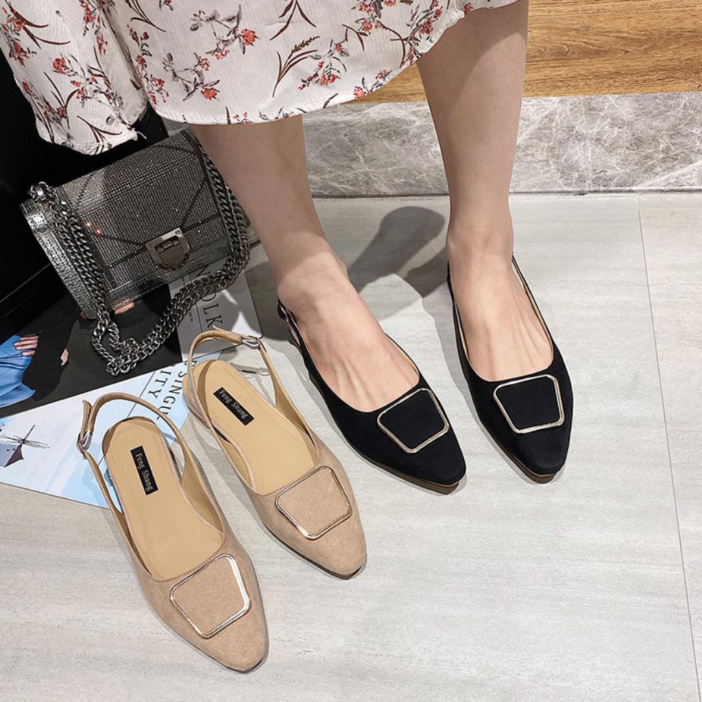 1 Pasang Sepatu  Ankle Strap Baotou Ujung Lancip Tertutup 