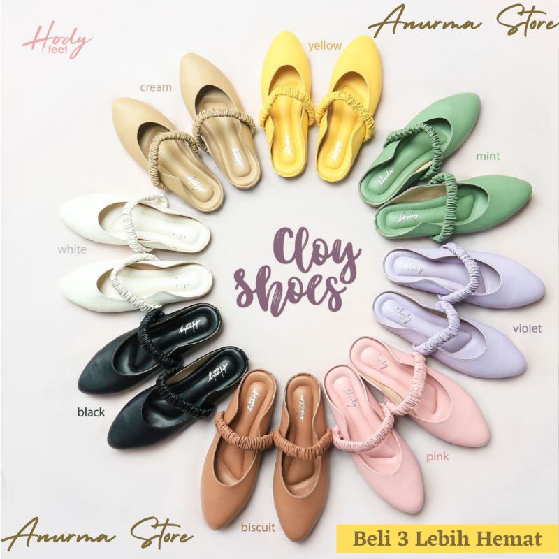 [BISA COD] Cloy Shoes by Hody Feet l Garansi Original Lokal Brand Berkualitas | Sepatu Slop Wanita