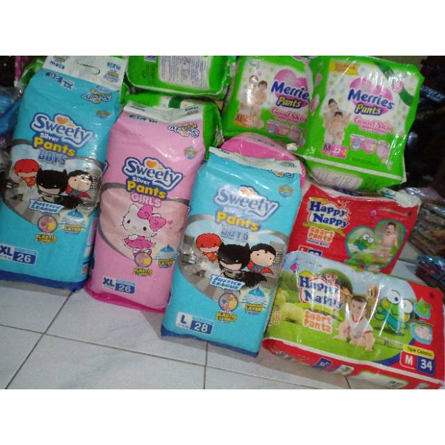 Pempers popok bayi Meries m36 l 34 xl merries 26 mamy poko xtra dry sweety