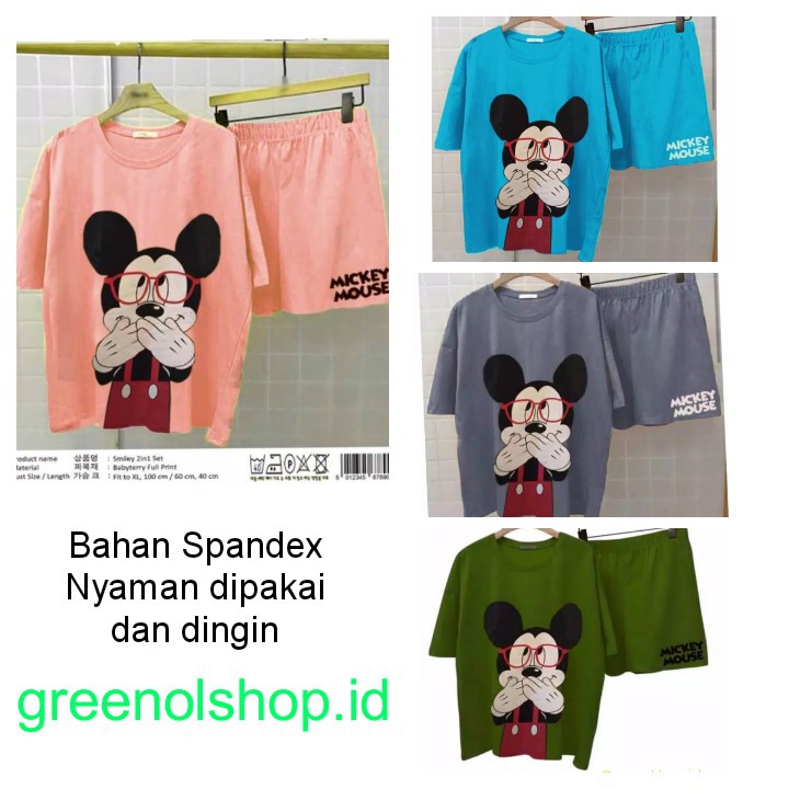 SS002 MICKEY MOUSE PAKAIAN WANITA SETELAN SANTAI / BAJU DAN CELANA MICKEY MOUSE