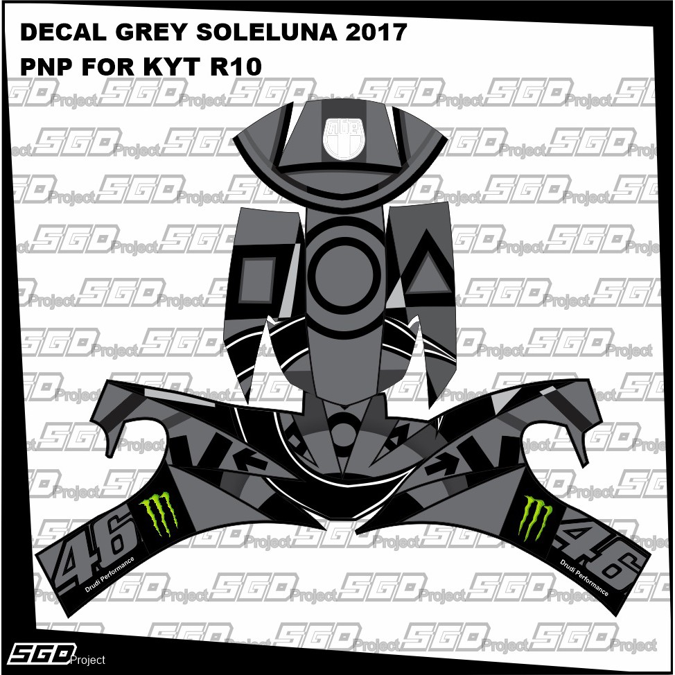 Stiker Decal Helm Motif Grey Soleluna PNP KYT R10