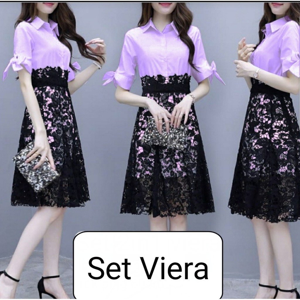 FWG - SET VIERA / SETELAN / STELAN WANITA BRUKAT / STELAN KOREA / BAJU DAN ROK WANITA / PAKAIAN WANITA BARU