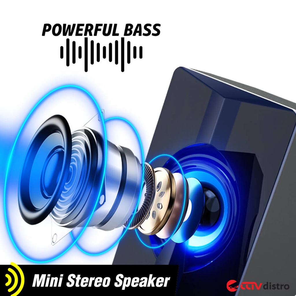 A12 Speaker USB Aktif Mini Speker Sound Spiker Laptop PC Komputer TV Bass RGB Gaming Active Portabel