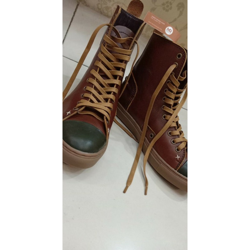 MR Shoelaces FT23 Golden Tan -Tali Sepatu Lilin 6-7mm Gepeng Flat Pipih (Waxed Laces) 90cm 100cm 120cm 150cm 200cm - untuk Sneakers - Premium Shoelace