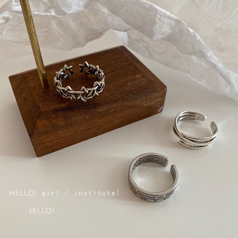 3pcs / Set Cincin Jari Telunjuk Model Terbuka Desain Angka Romawi Gaya Retro Hip Hop Korea