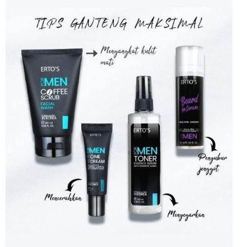 [ORI] Paket 4in1 Perawatan Wajah Pria Facial Treatment + Toner Coffe Scrub + All in Cream For Men + Coffee Scrub Facial Wash 100% BPOM Original