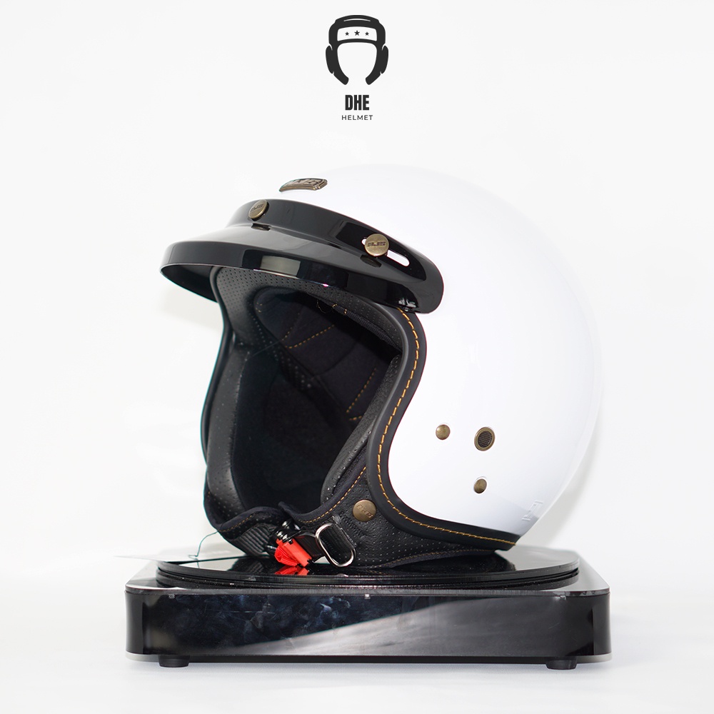 HELM NJS NR-80S Retro SOLID ORIGINAL PREMIUM FREE PET NJS (TOPI HELM BOGO) STANDART SNI Dewasa-putih glosy