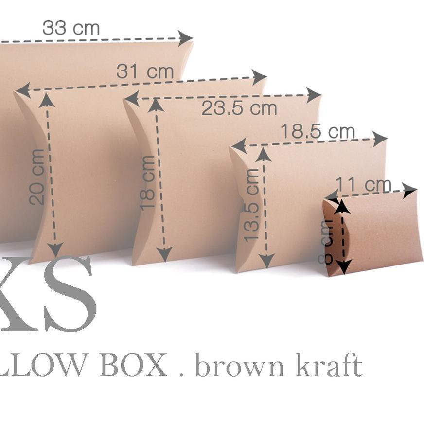 

Termurah!! KODE-288 [HARGA 10pcs] PILLOW BOX XS / EXTRA SMALL (8x11 cm) BROWN KRAFT/ PAPER BOX / PA