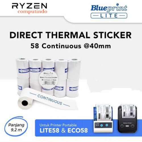 

Direct Thermal Sticker Label BLUEPRINT 58 x 5 Meter Continuous - 1 Roll