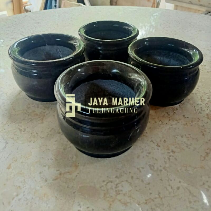Pot / Vas Bunga Marmer Hitam