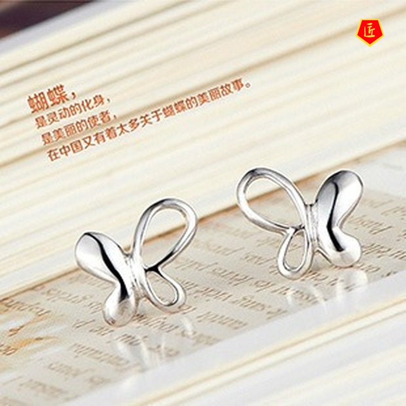 [Ready Stock]Silver Retro Fashion Butterfly Studs