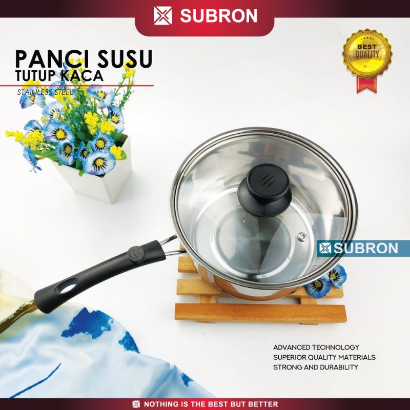 Panci Susu Milk Pot Stainless Tutup Kaca Tebal Ukuran 20