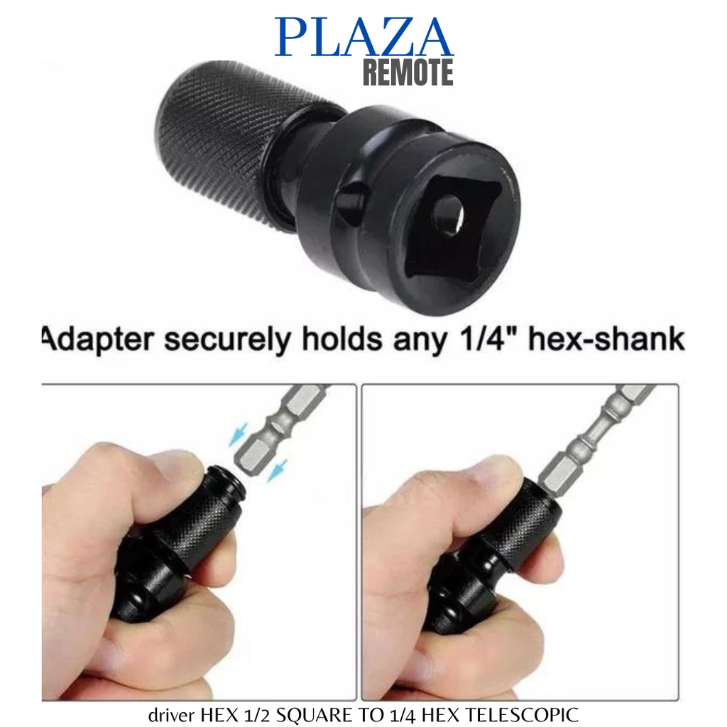 DRIVER HEX SOCKET ADAPTOR KONEKTOR 1/2&quot; SQUARE TO 1/4&quot; HEX MAGNETIC TELESCOPIC