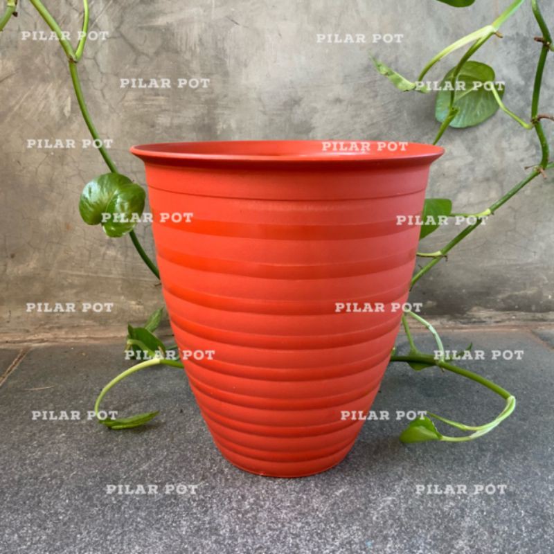 Pot bunga tanaman tawon merah bata tinggi 18 cm - taiwan BEE 185T MERAH BATA